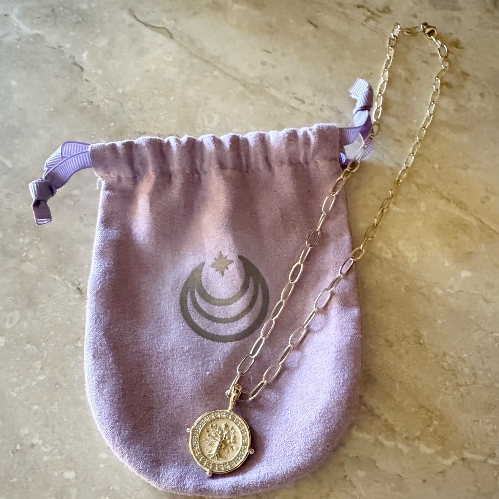 Jane Win Faith Petite Embellished Coin Pendant with Chain